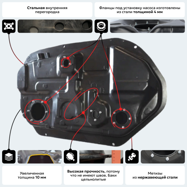 Пластиковый топливный бак Mitsubishi Outlander 1, 2002-2009 г.в. (BP) -  60 л.